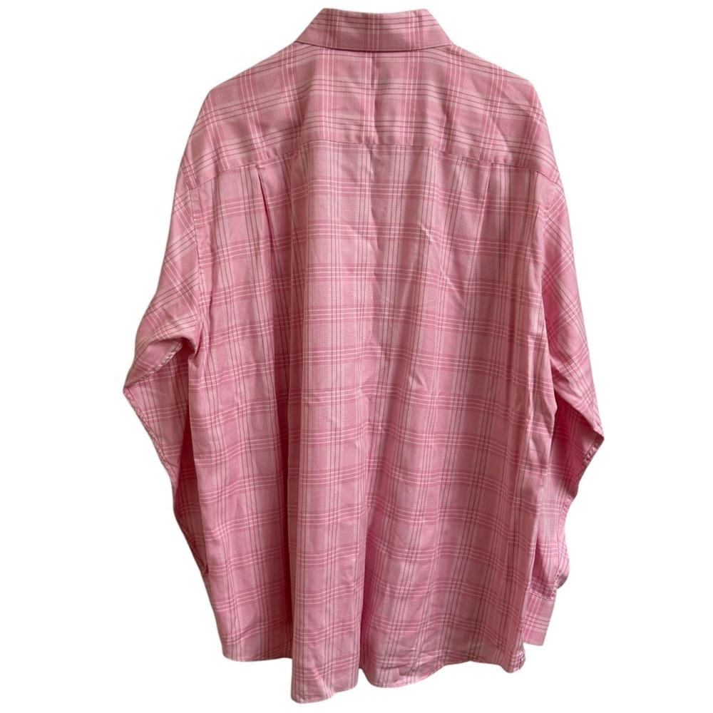 David Donahue Men Size XL Pink Tartan Plaid 100% Cotton Long Sleeve Dress Shirt - Picture 2 of 7